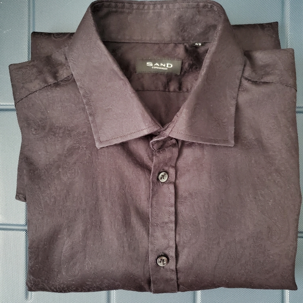 Sand Copenhagen Men's Black Paisley Print Shirt